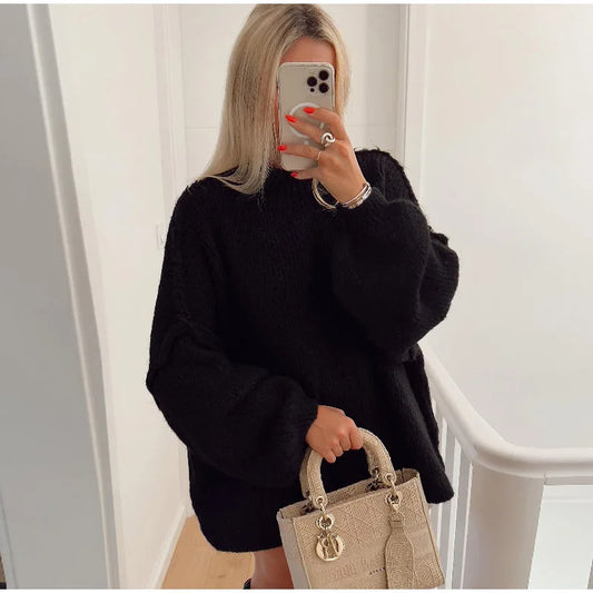 Women's winter pullover with long sleeves | knitted