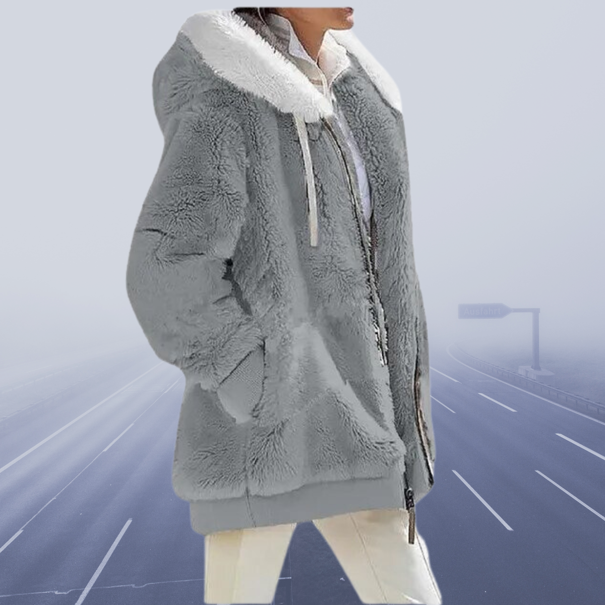 Women's oversized, cozy, warm teddy winter jacket