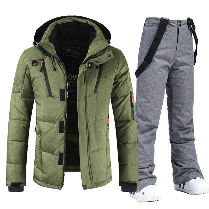 Waterproof and windproof men's ski set with jacket and pants