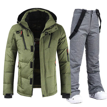 Waterproof and windproof men's ski set with jacket and pants