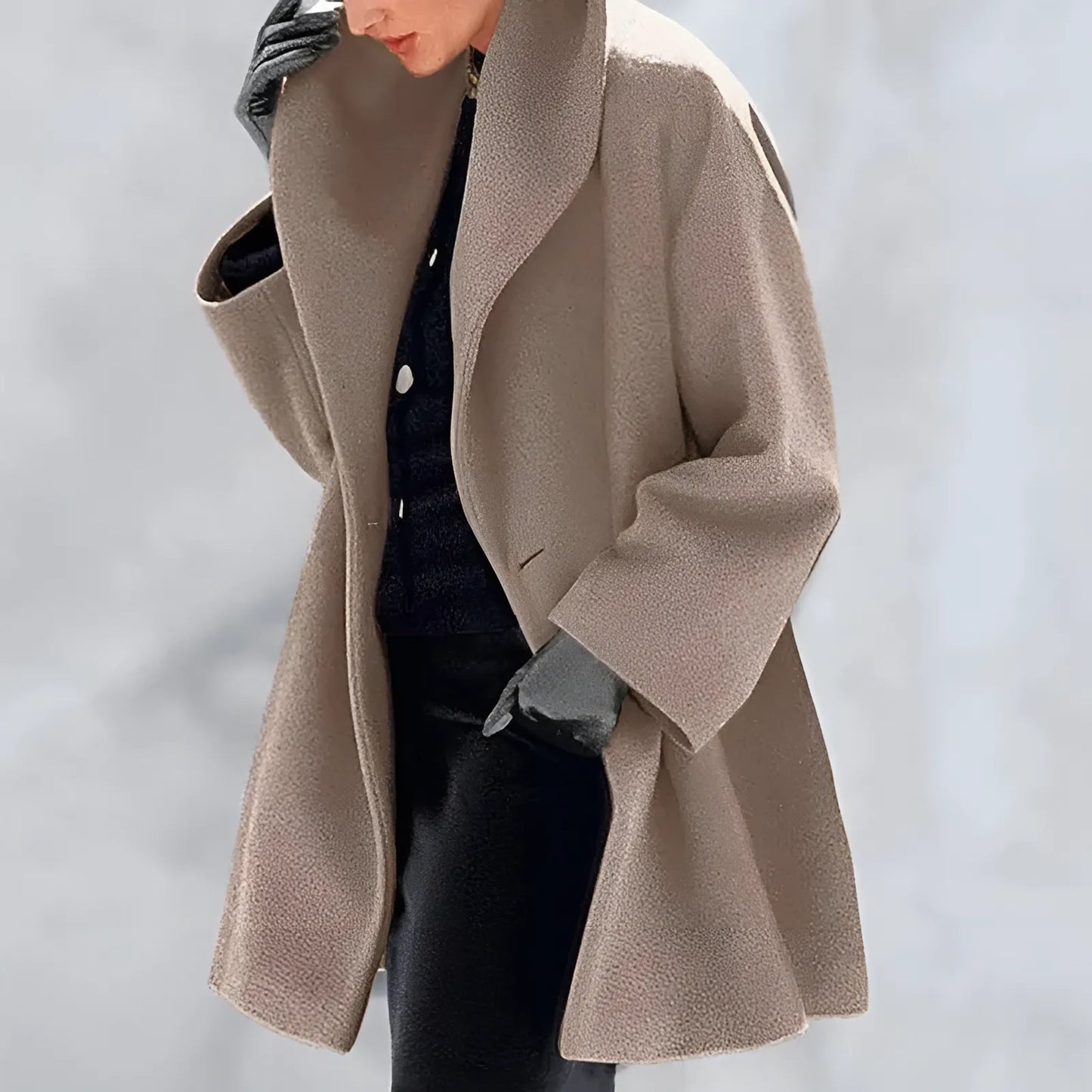 Women's Winter Trench Coat | Oversized With Draped Collar