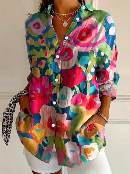 Vibrant Women's Blouse with Fun Floral Pattern