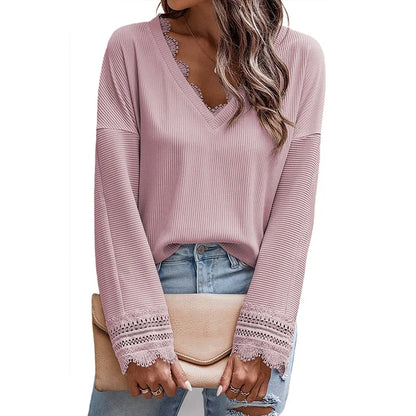 Beautiful Lace Detail Crew Neck Sweater