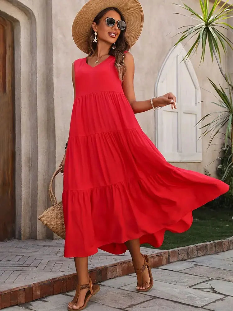 Vibrant Long Sleeve Summer Dress