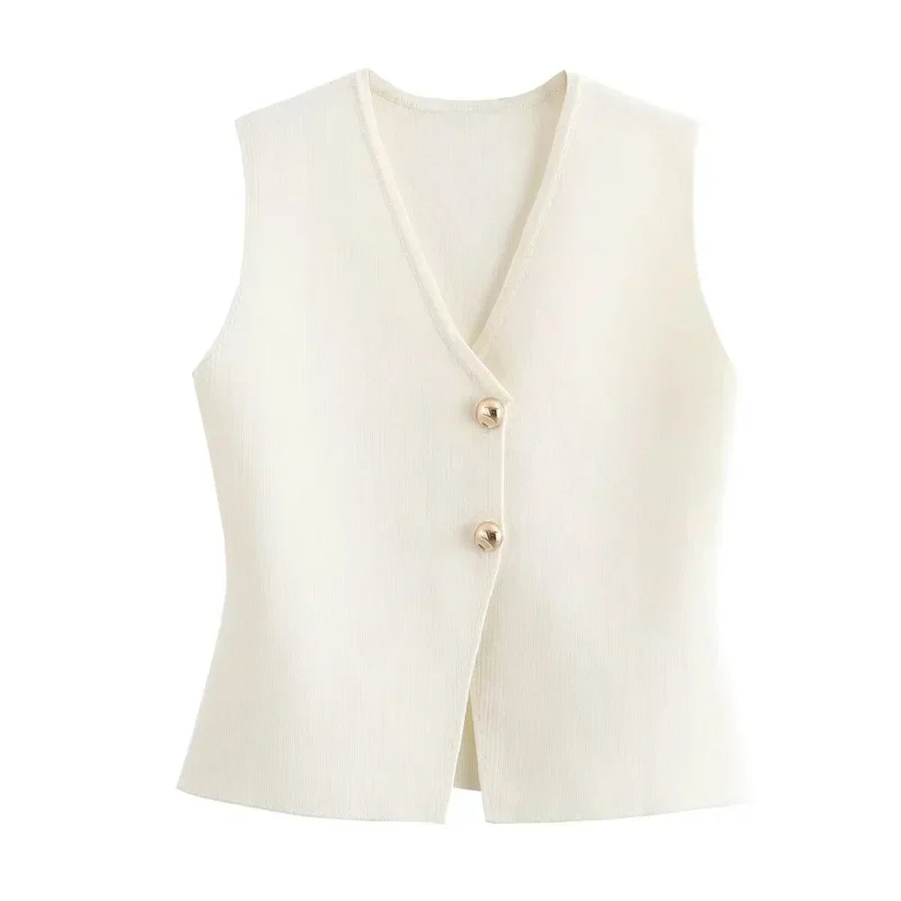 Women's Vest Gold Size M Polyester