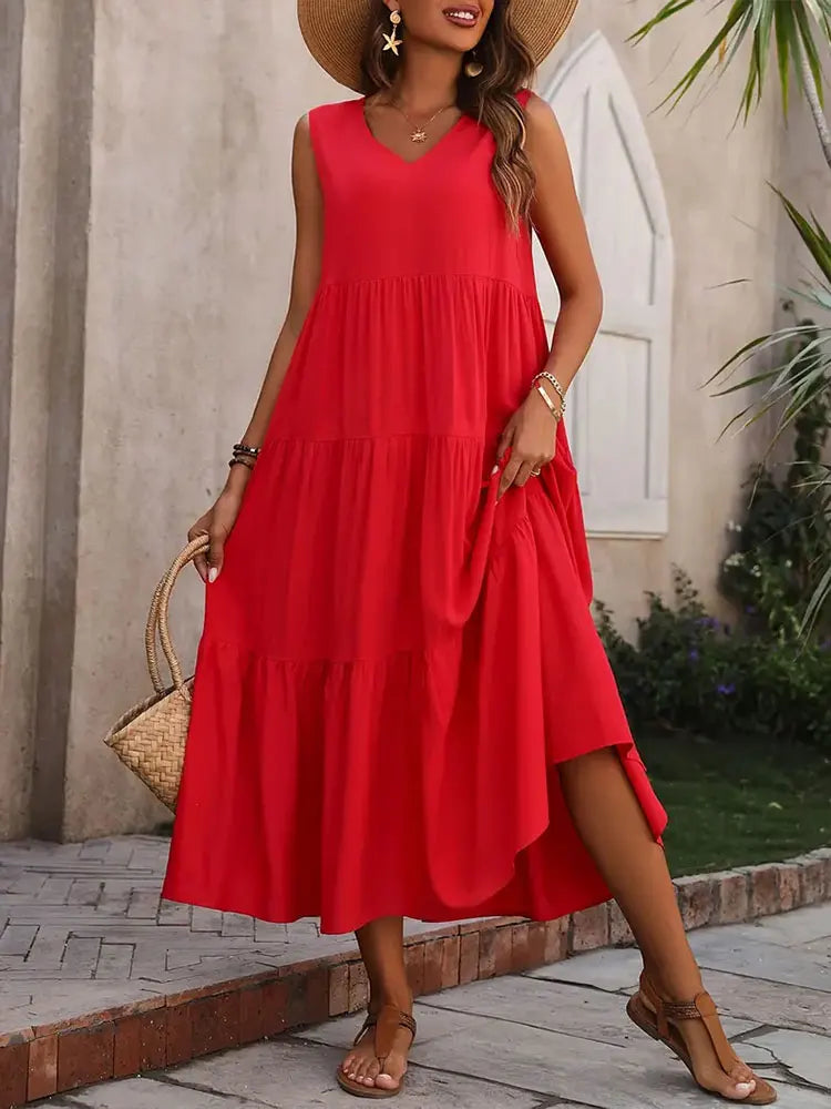 Vibrant Long Sleeve Summer Dress