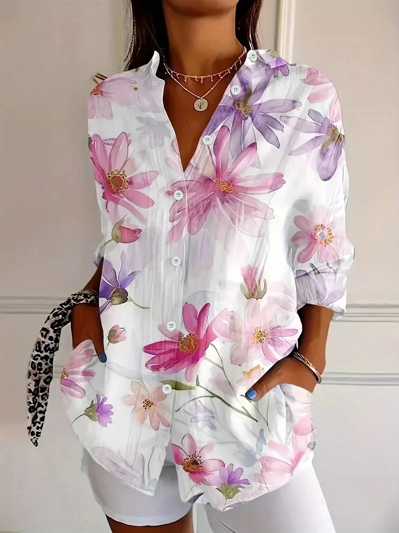 Vibrant Women's Blouse with Fun Floral Pattern