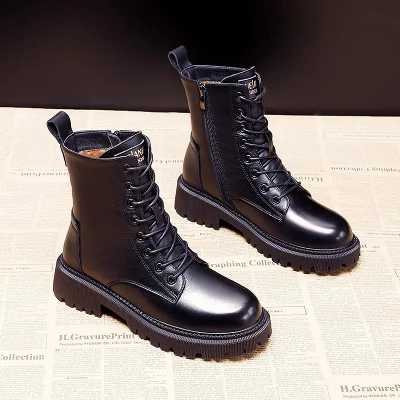 Women's Leather Ankle Boots - Olytrend