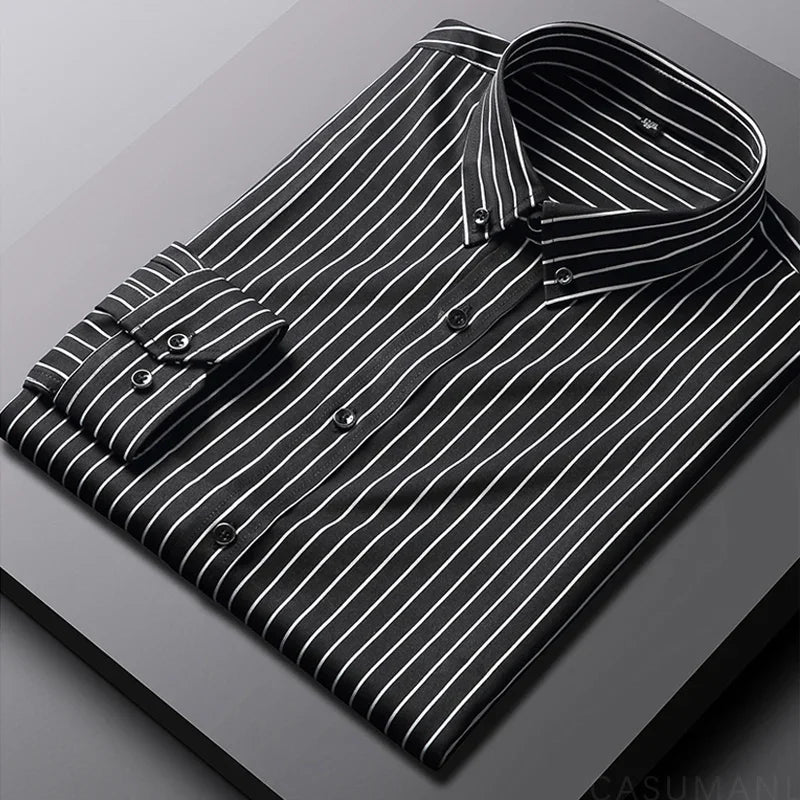 Casual Breton Style Cotton Shirt