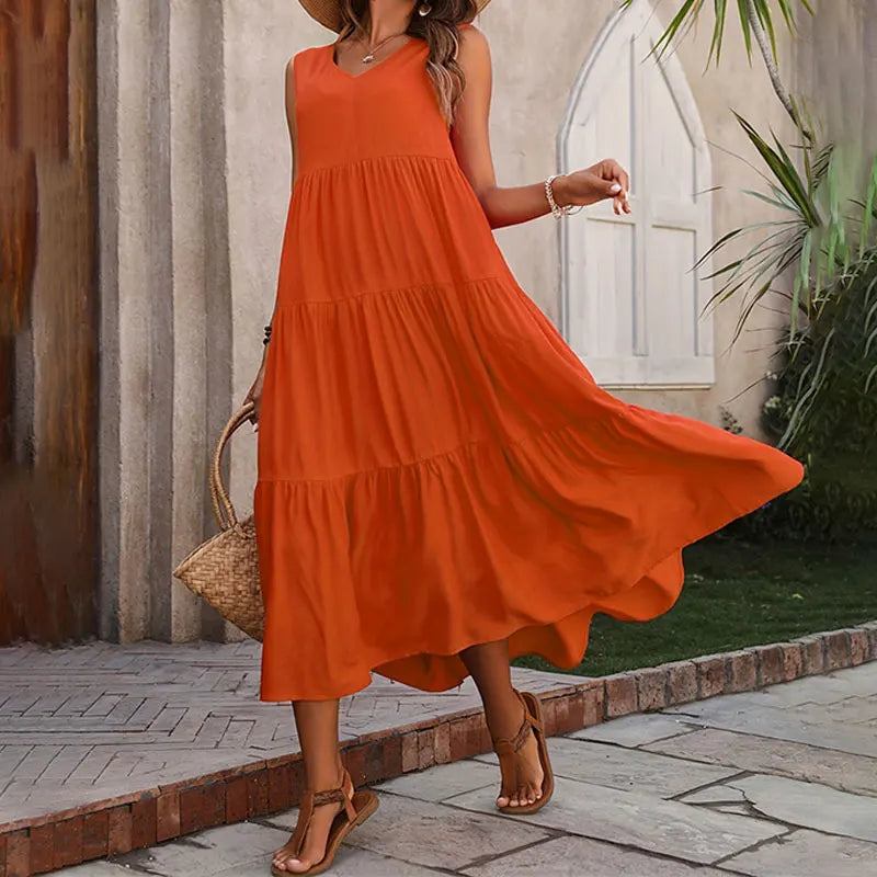 Vibrant Long Sleeve Summer Dress