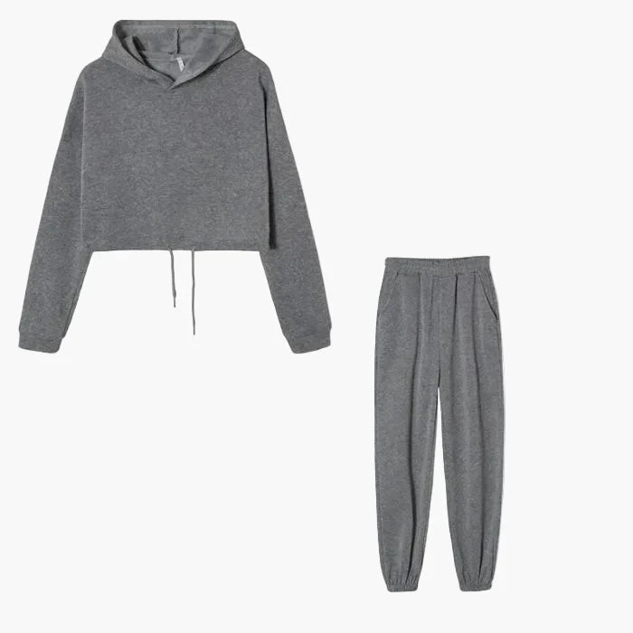 Women's Two-Piece Lounge Set – Fashionable Hoodie & Jogging Pants for Leisure and Everyday Use