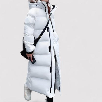 Women's Long Black Waterproof Hooded Puffer Parka Jacket