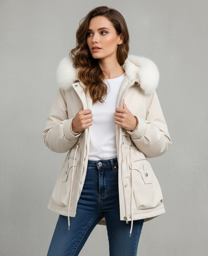 Women's winter coat with hood – Elegant parka for cold days, fashionable everyday companion