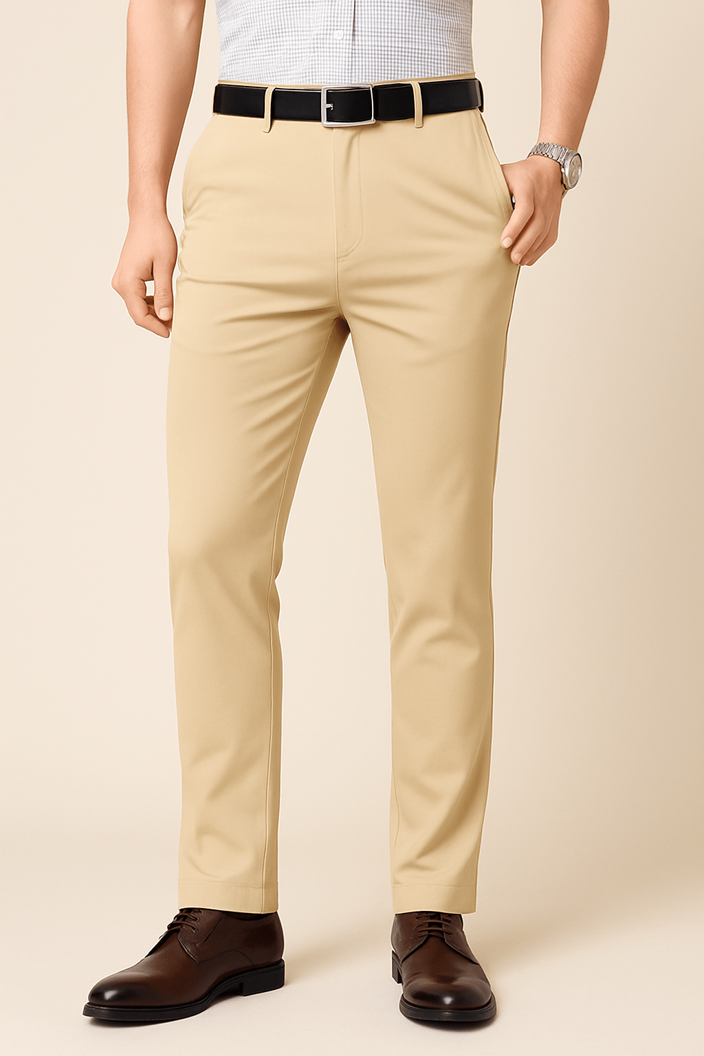 Black men's slim fit suit pants with stretch