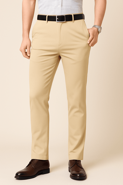 Black men's slim fit suit pants with stretch