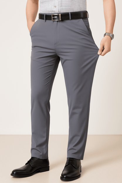 Black men's slim fit suit pants with stretch
