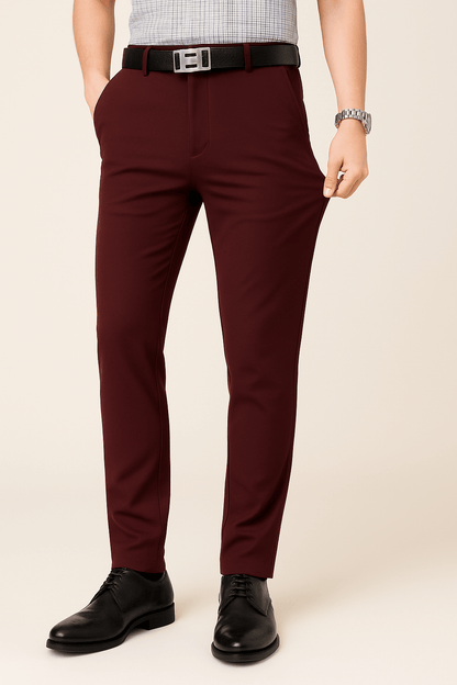 Black men's slim fit suit pants with stretch