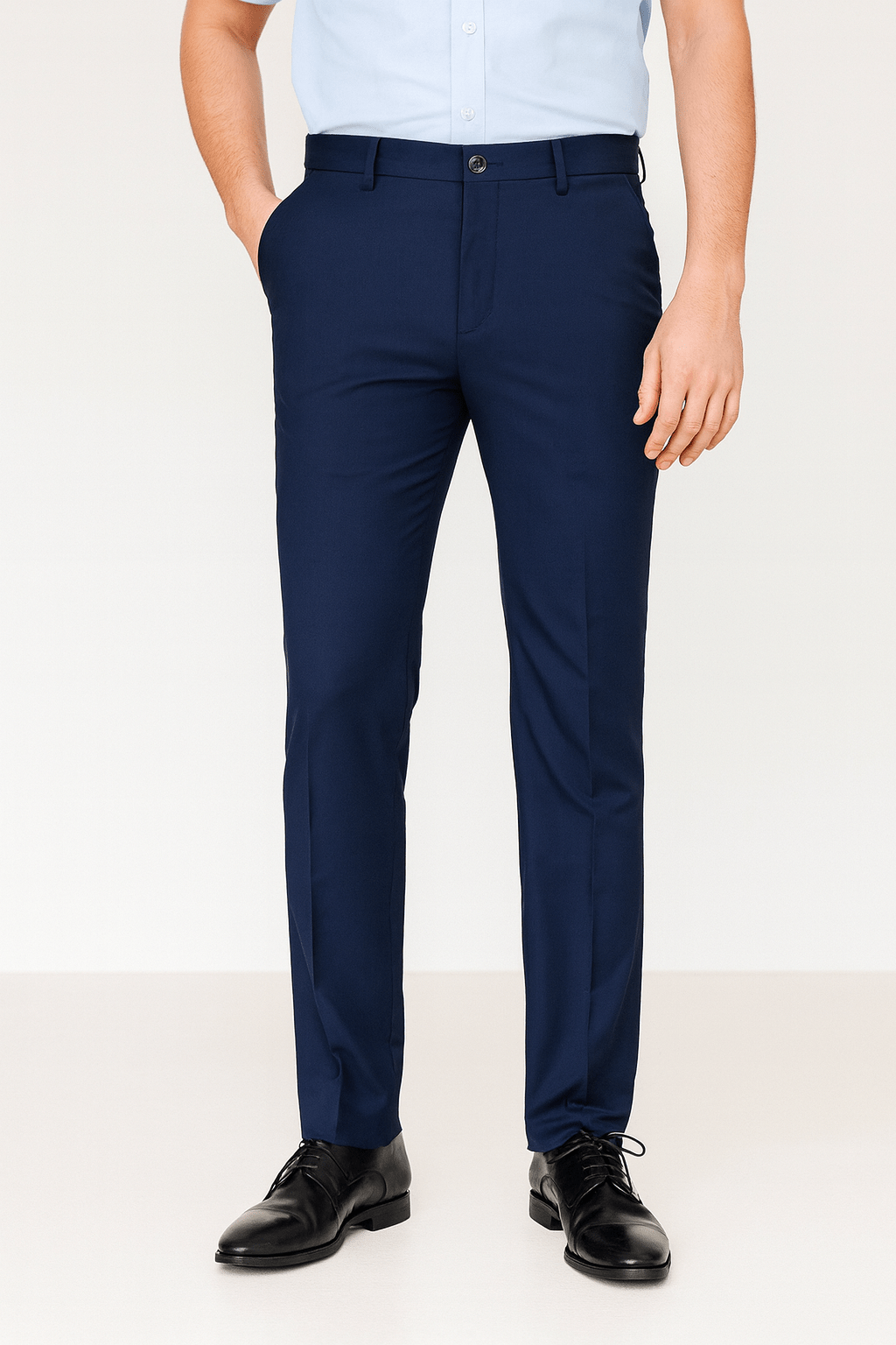 Black men's slim fit suit pants with stretch