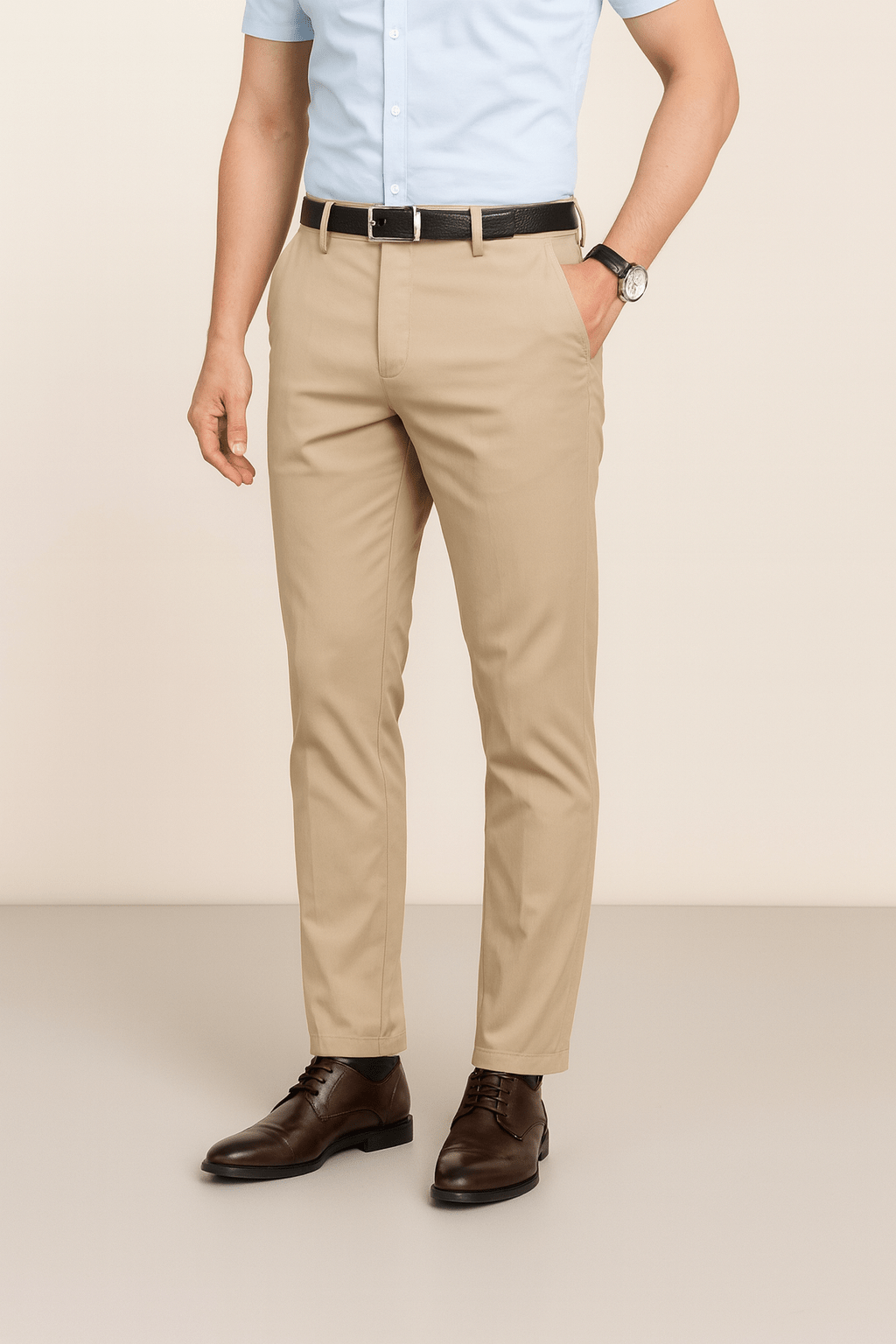 Black men's slim fit suit pants with stretch
