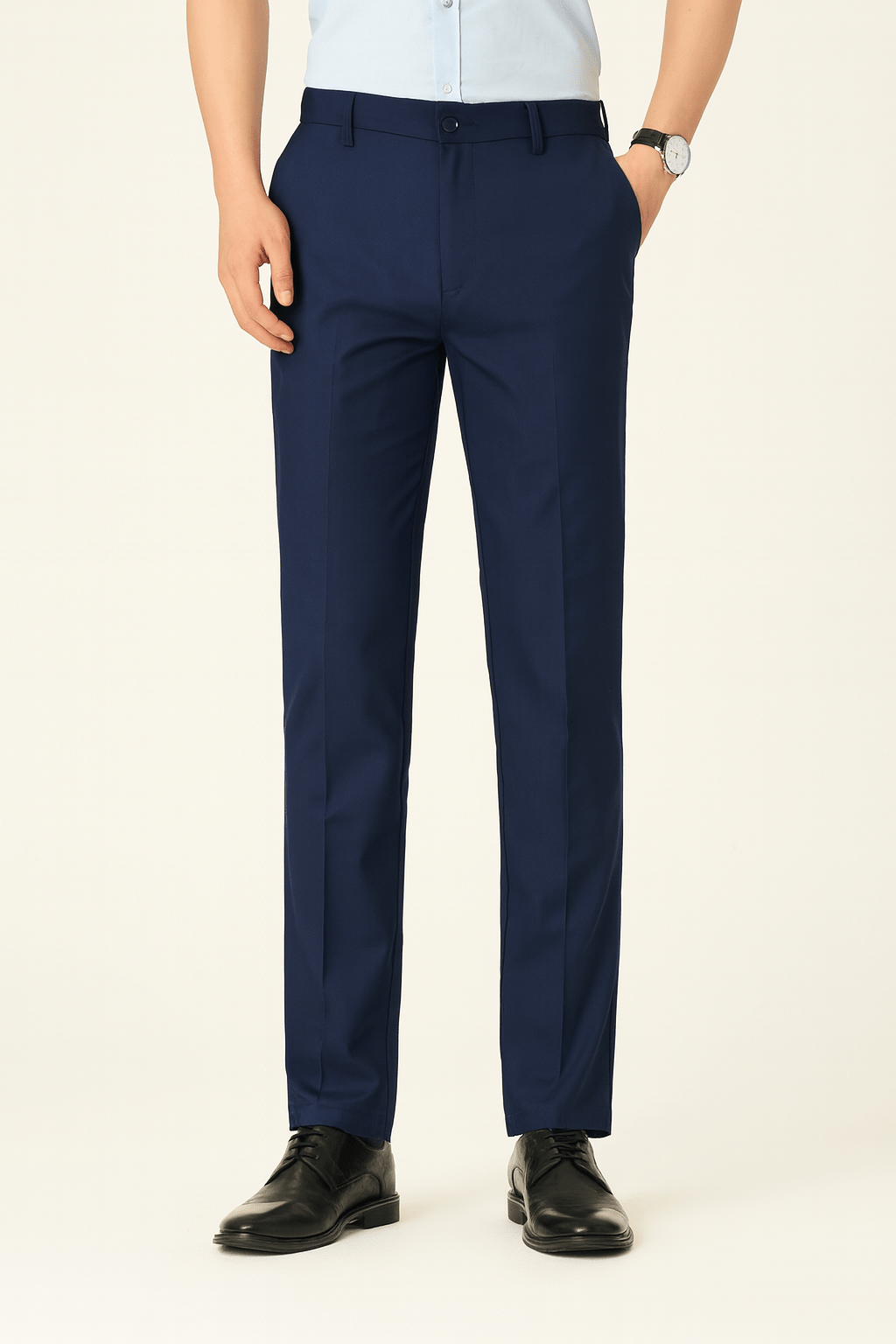 Black men's slim fit suit pants with stretch