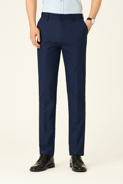 Black men's slim fit suit pants with stretch