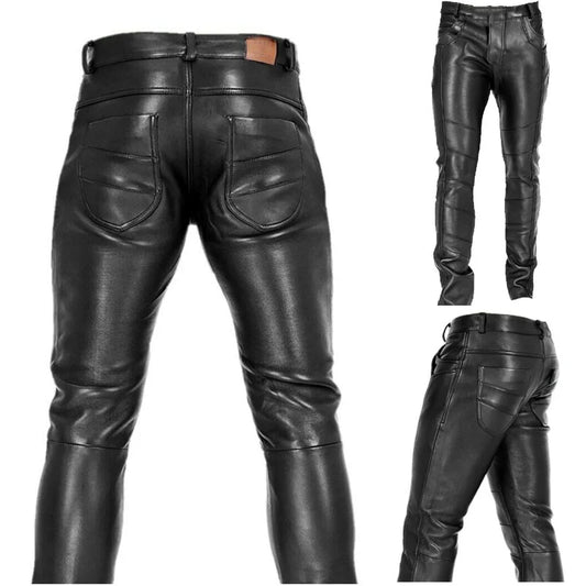 Black PU Leather Men's Pants