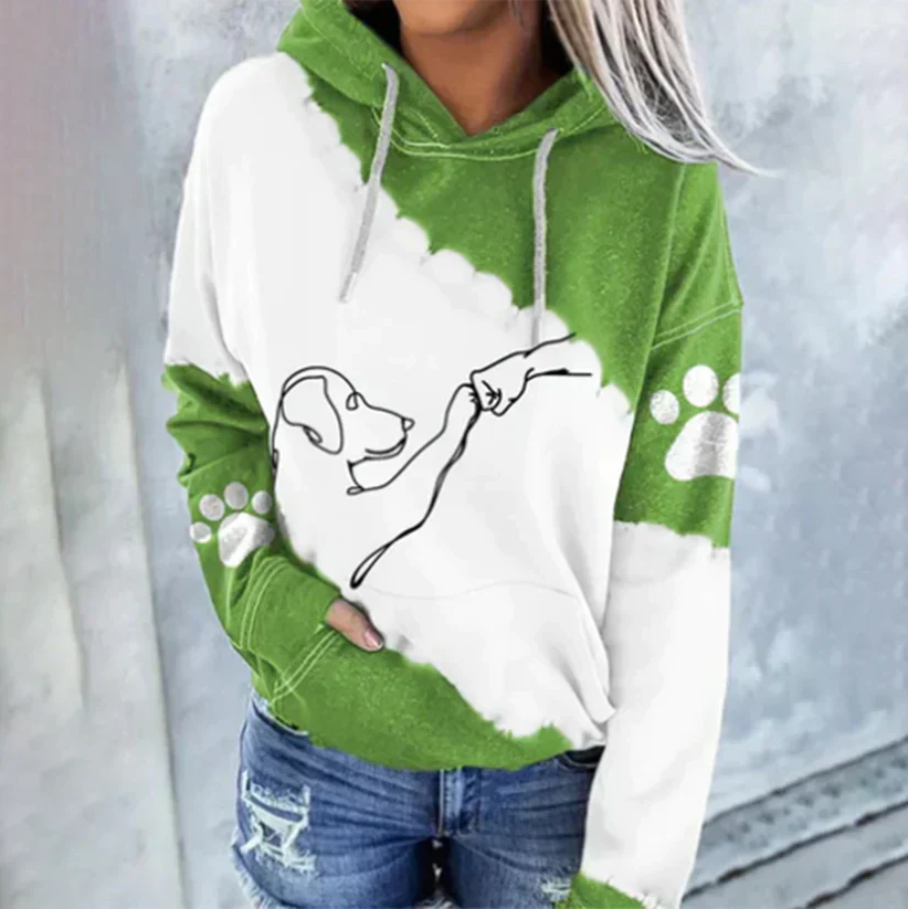 Women's playful dog-print hoodie: Cornelia