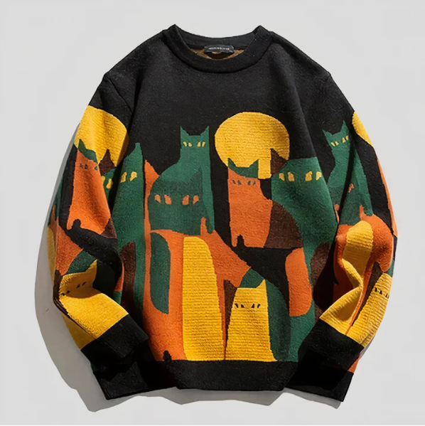 Women's sweater with cat print - Maisie