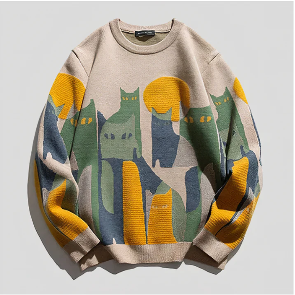 Women's sweater with cat print - Maisie