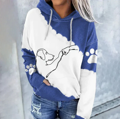 Women's playful dog-print hoodie: Cornelia