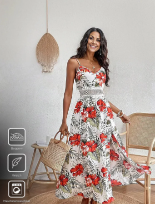 Romantic sleeveless floral maxi dress, Emily