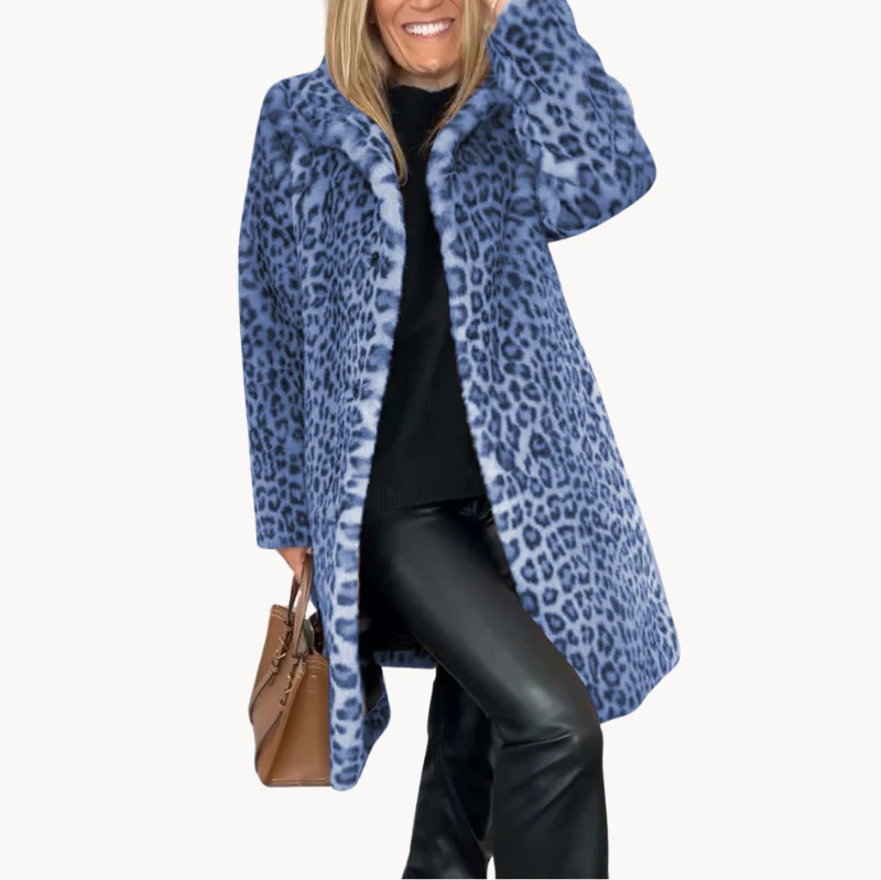 Women's Classic Winter Coat with Leopard Print - Pillar