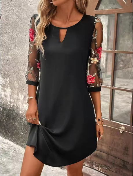 Beautiful V-Neck Evening Dress with Ruffle Sleeves - Olytrend