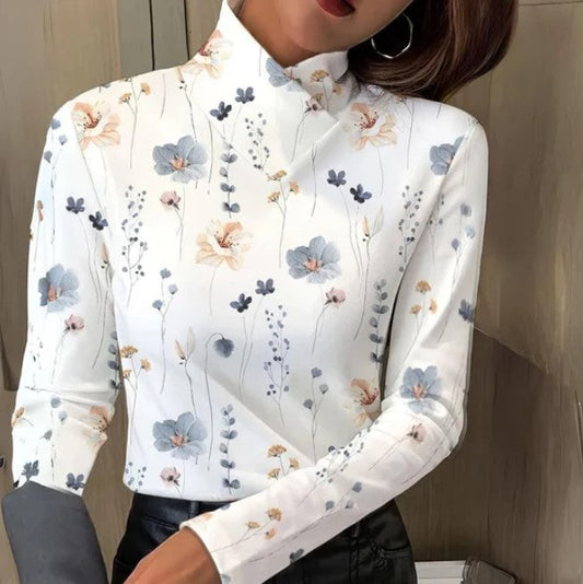Zoe T-Shirt with Floral Print and Turtleneck