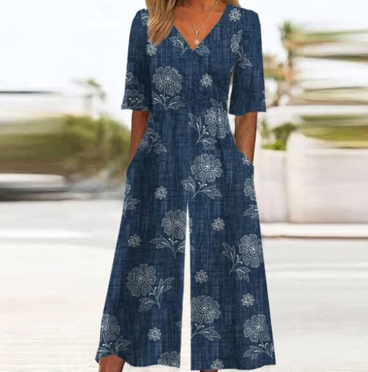 Blue floral playsuit: Mia