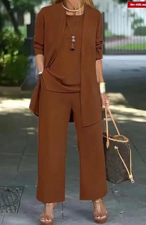 Women's Hazel Cardigan, Sweater, and Trousers Set