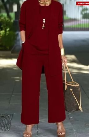 Women's Hazel Cardigan, Sweater, and Trousers Set