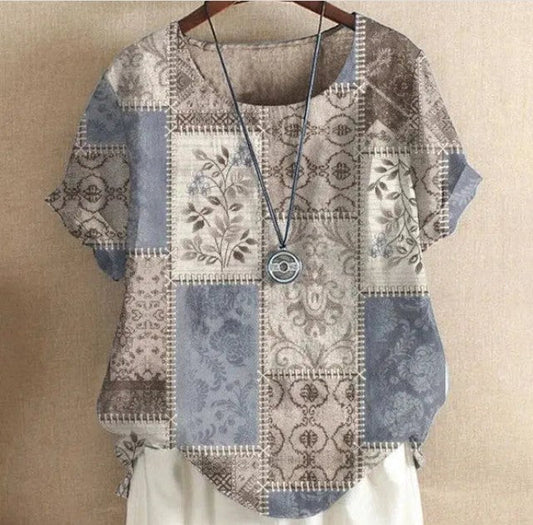 Vintage Blue Patchwork Elizabeth Top