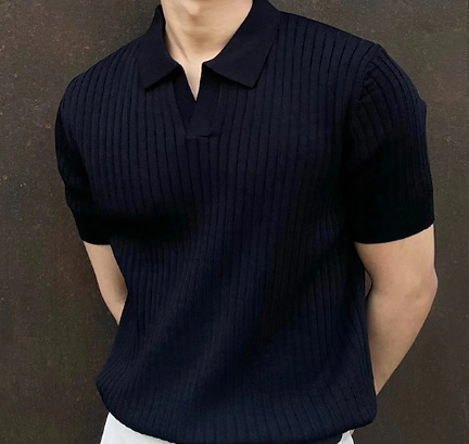 Casual V-Neck Short-Sleeve Ethan Knitted Polo Shirt for Holidays