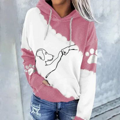 Women's playful dog-print hoodie: Cornelia