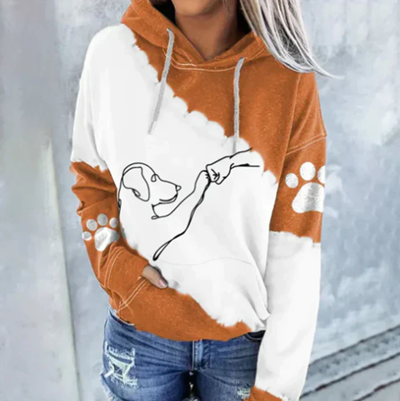 Women's playful dog-print hoodie: Cornelia