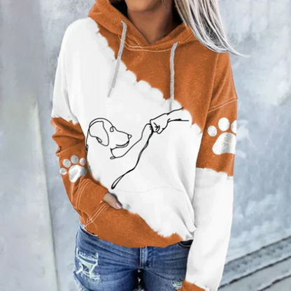 Women's playful dog-print hoodie: Cornelia