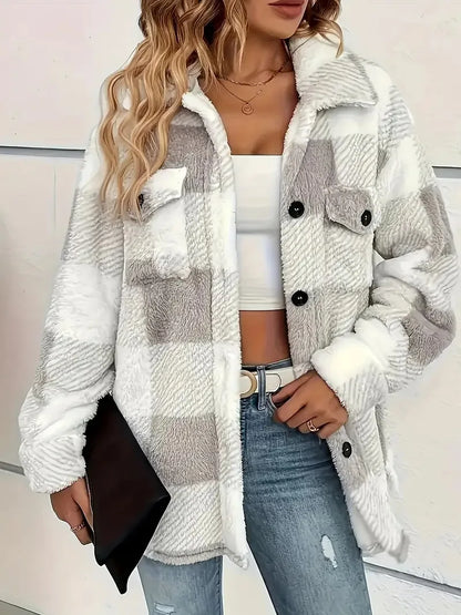 Warm Checked Fleece Coat