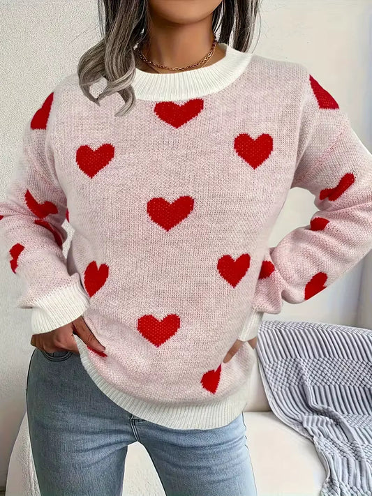 Beautiful Heart Pattern Sweater - Olytrend