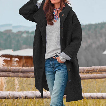 Women's button coat | Casual long cut