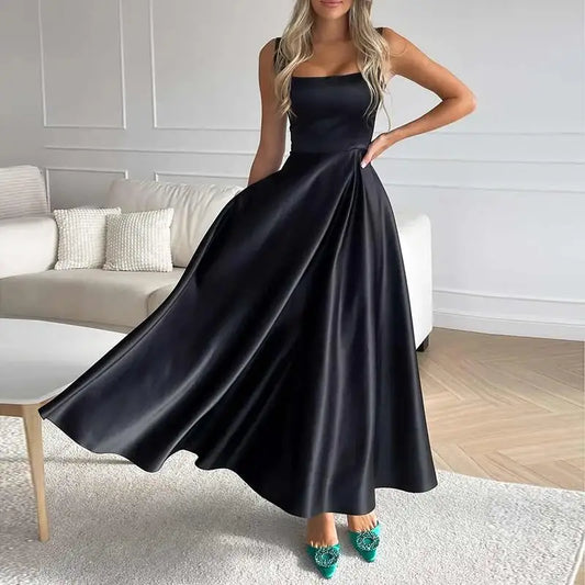 Ania | Elegant Midi Dress in A-Line with Spaghetti Straps
