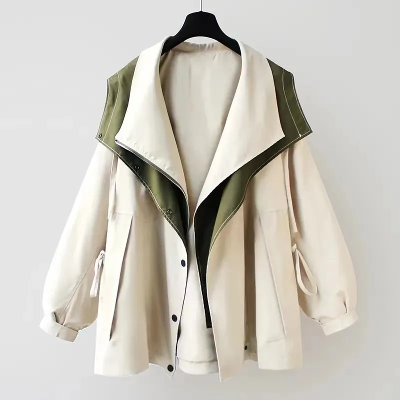 Women's Waterproof Windbreaker Jacket with Layered Hood Design
