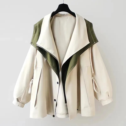 Women's Waterproof Windbreaker Jacket with Layered Hood Design