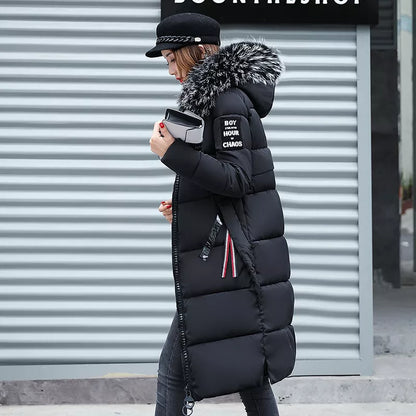 Women's Fridli Long Winter Coat with Fur Collar