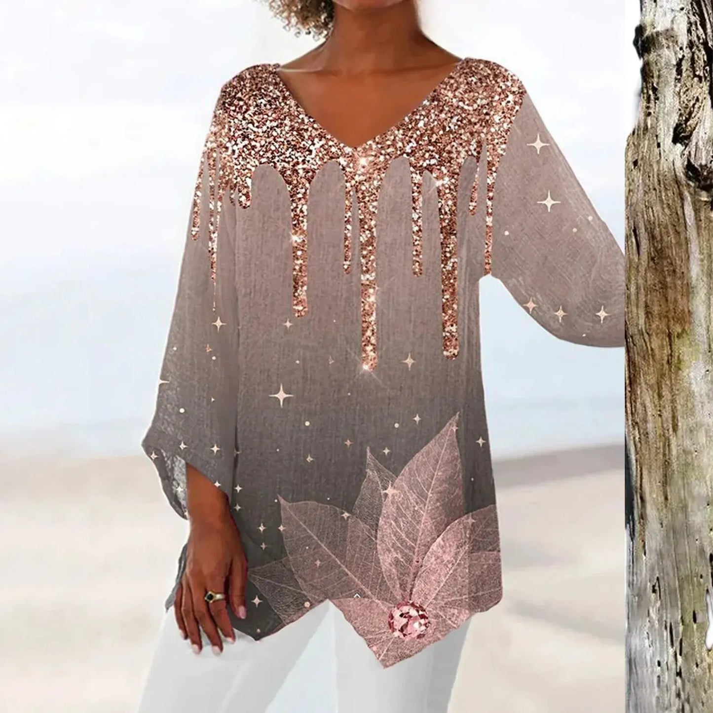 Avelina - Vintage V-neck top
